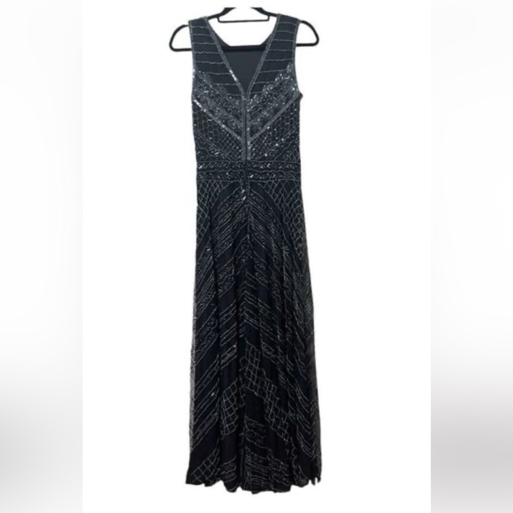 Pisarro Nights Black Sleeveless Beaded Maxi Dress Lined